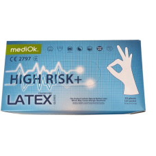 Рукавички ЛАТЕКС S без пудри MediOk High Risk, 50 шт/пач, (10 пач/ящ) з ПДВ 7%